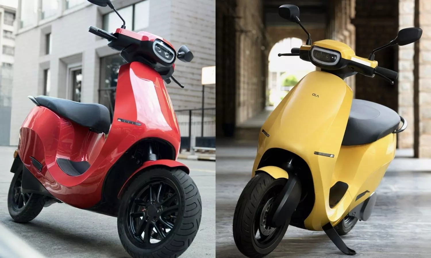 Ola Electric scooter in red and yellow