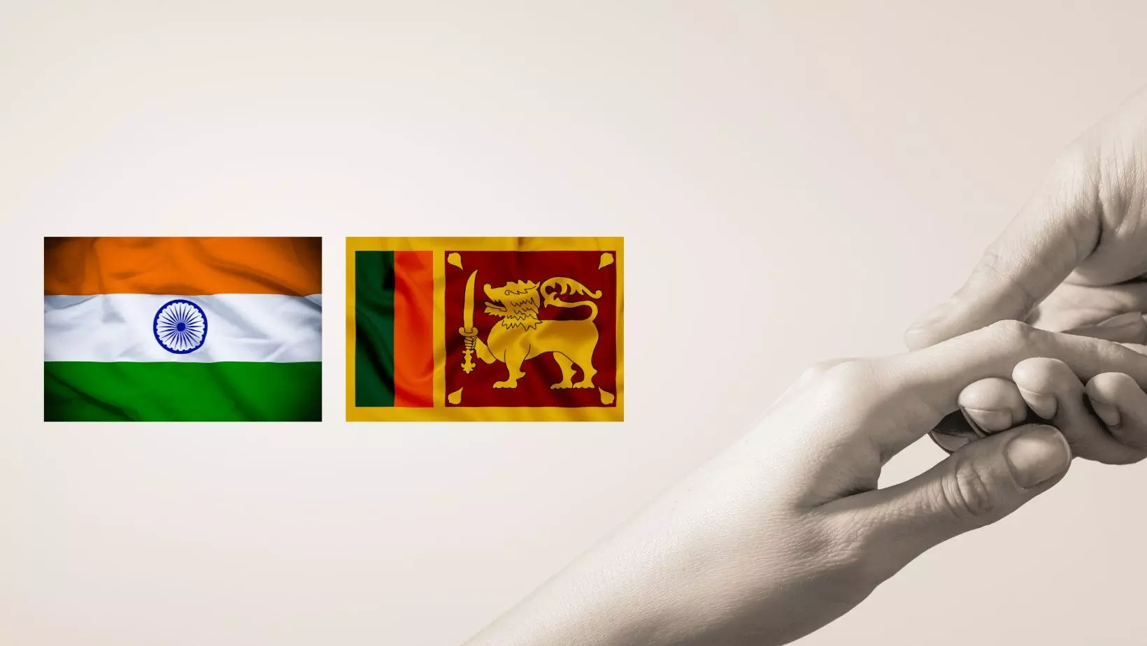 india, srilanka flag and helping hand