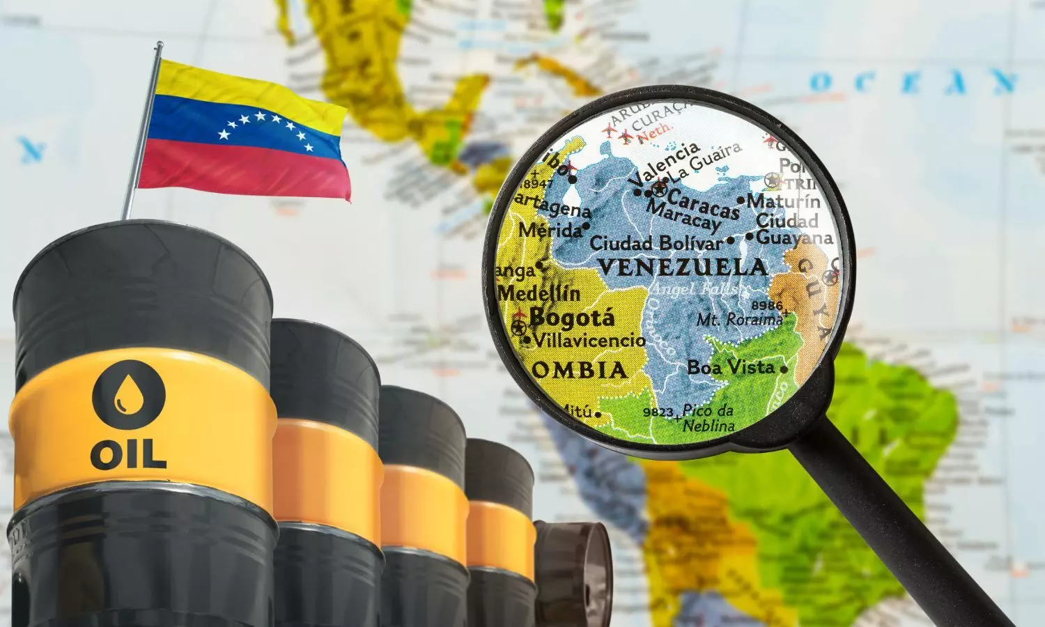 Crude Barrels, Venezuela Map and Flag