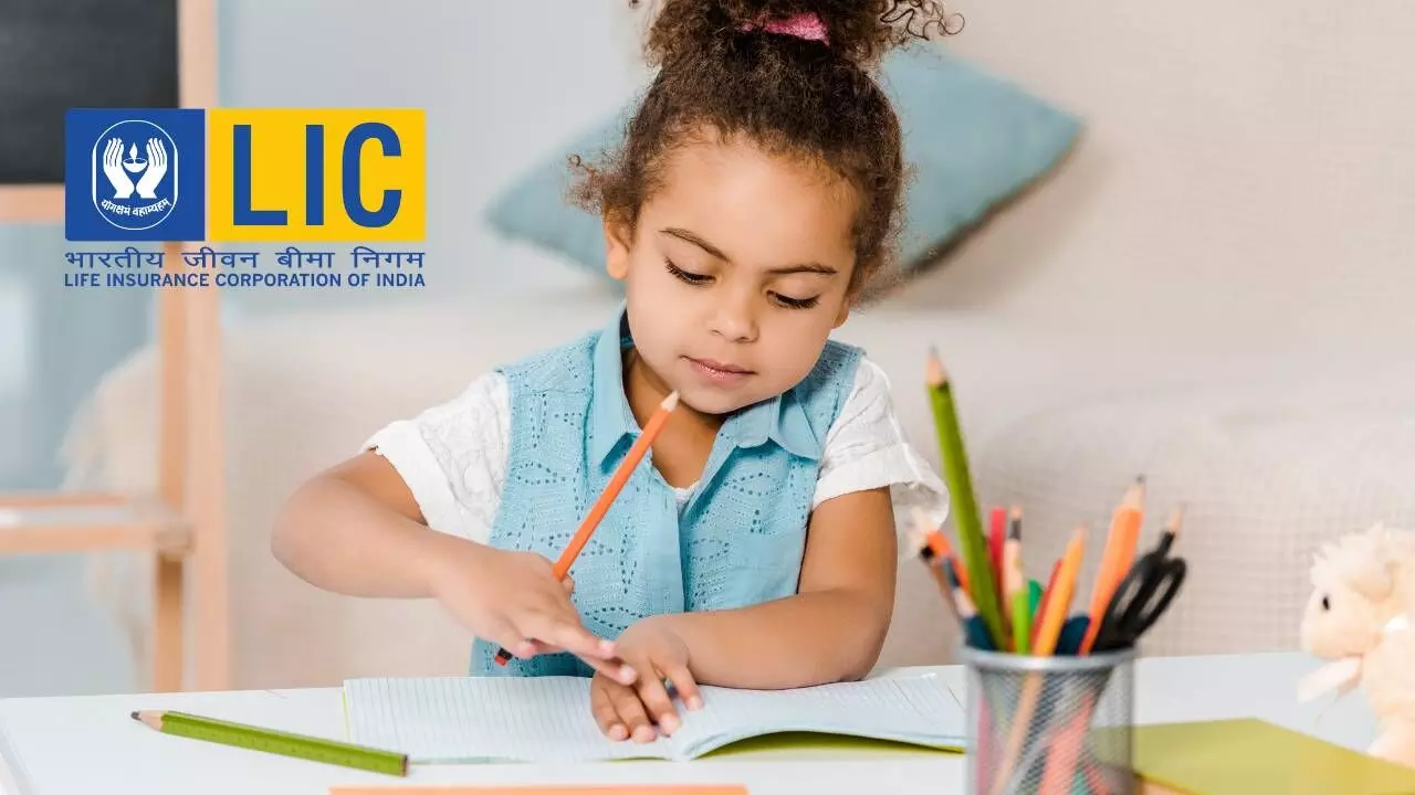 Child drawing and LIC logo