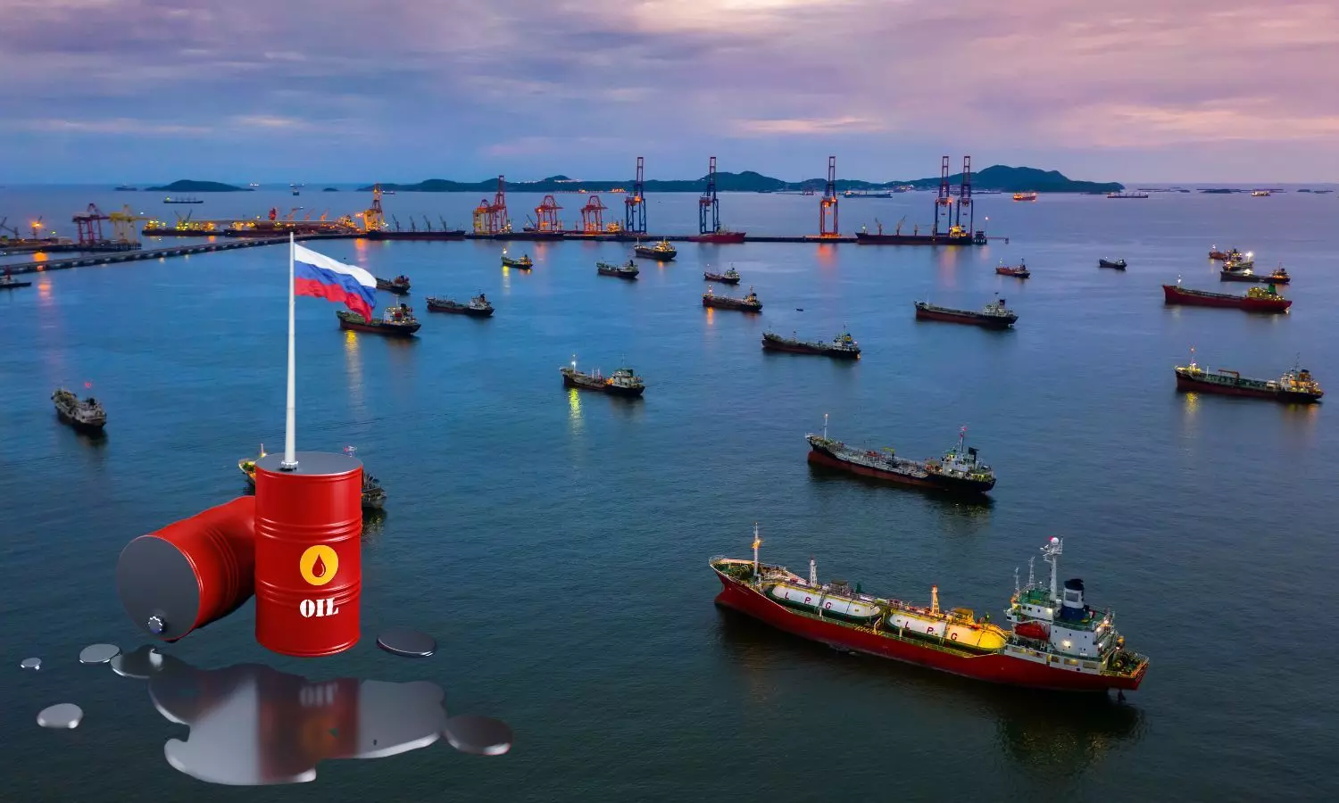 Oil Ships and Russian Flag