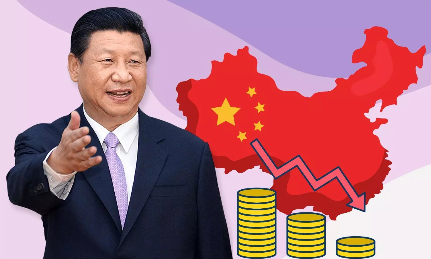 Xi Jinping, China Map, Gdp down