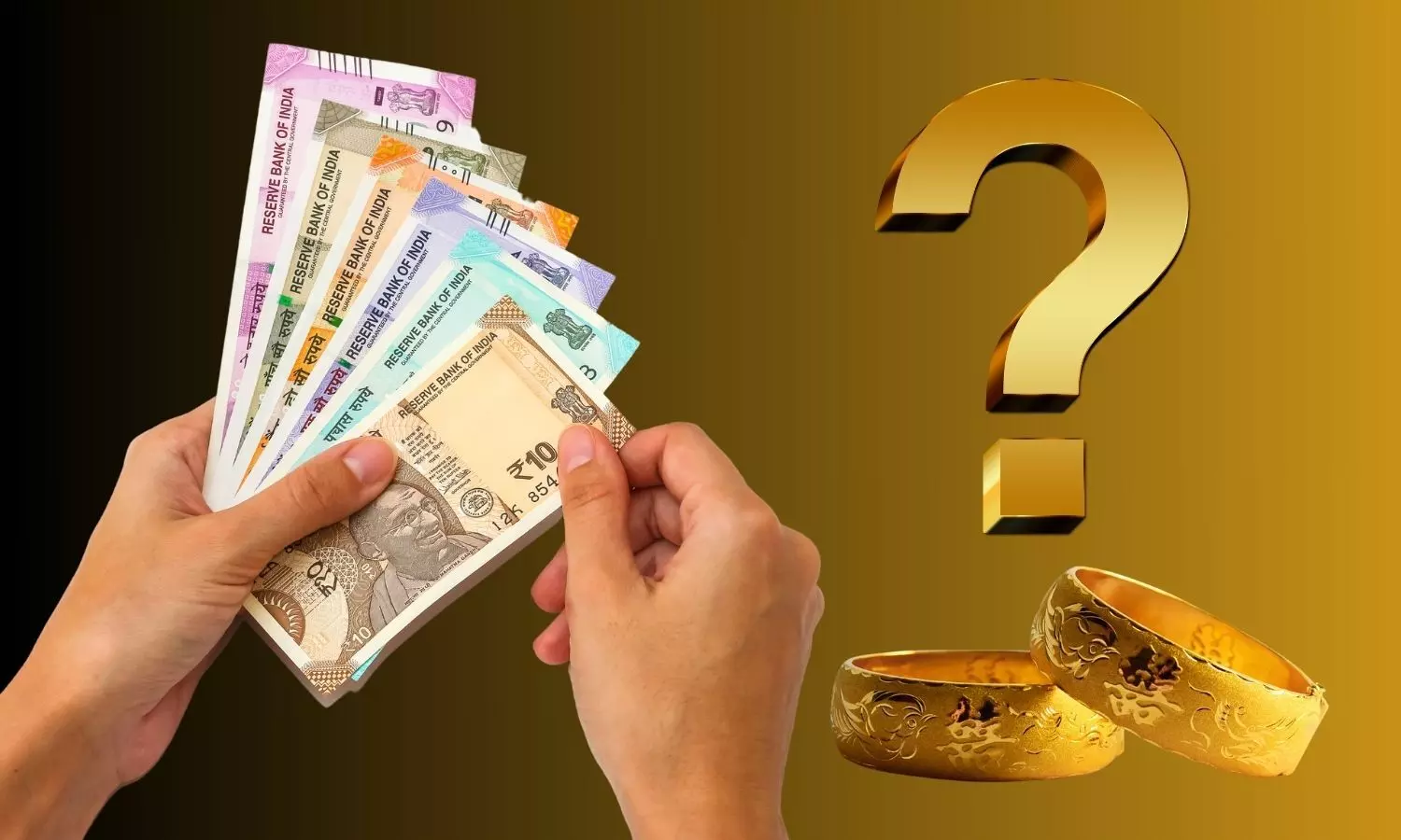 Gold bangles, Indian rupee