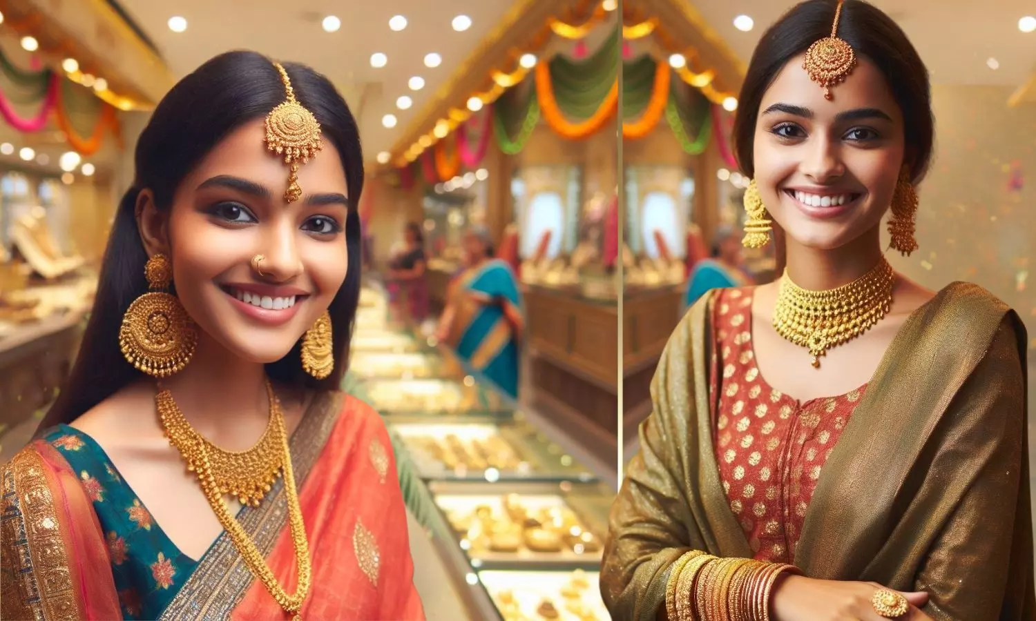 Indian women with gold jewelry