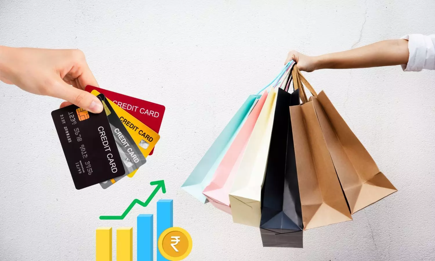Credit Cards, Shopping, Rupee graph
