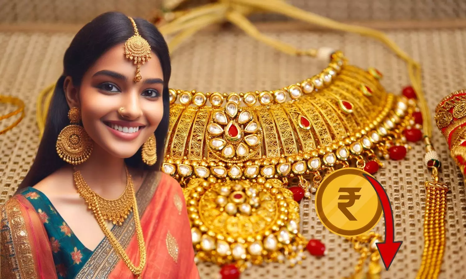 Indian girl wearing gold