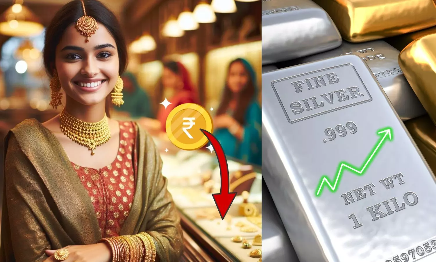 Kerala Women with gold jewellery, rupee down, Silver up