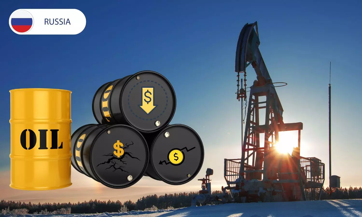Russian oil barrels, Dollar down