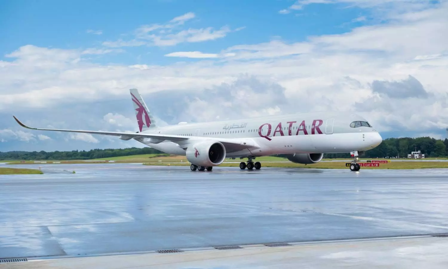 Qatar airways flight in an airport