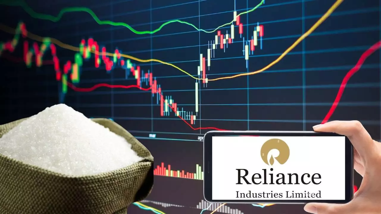 Stock Market graph, Reliance logo