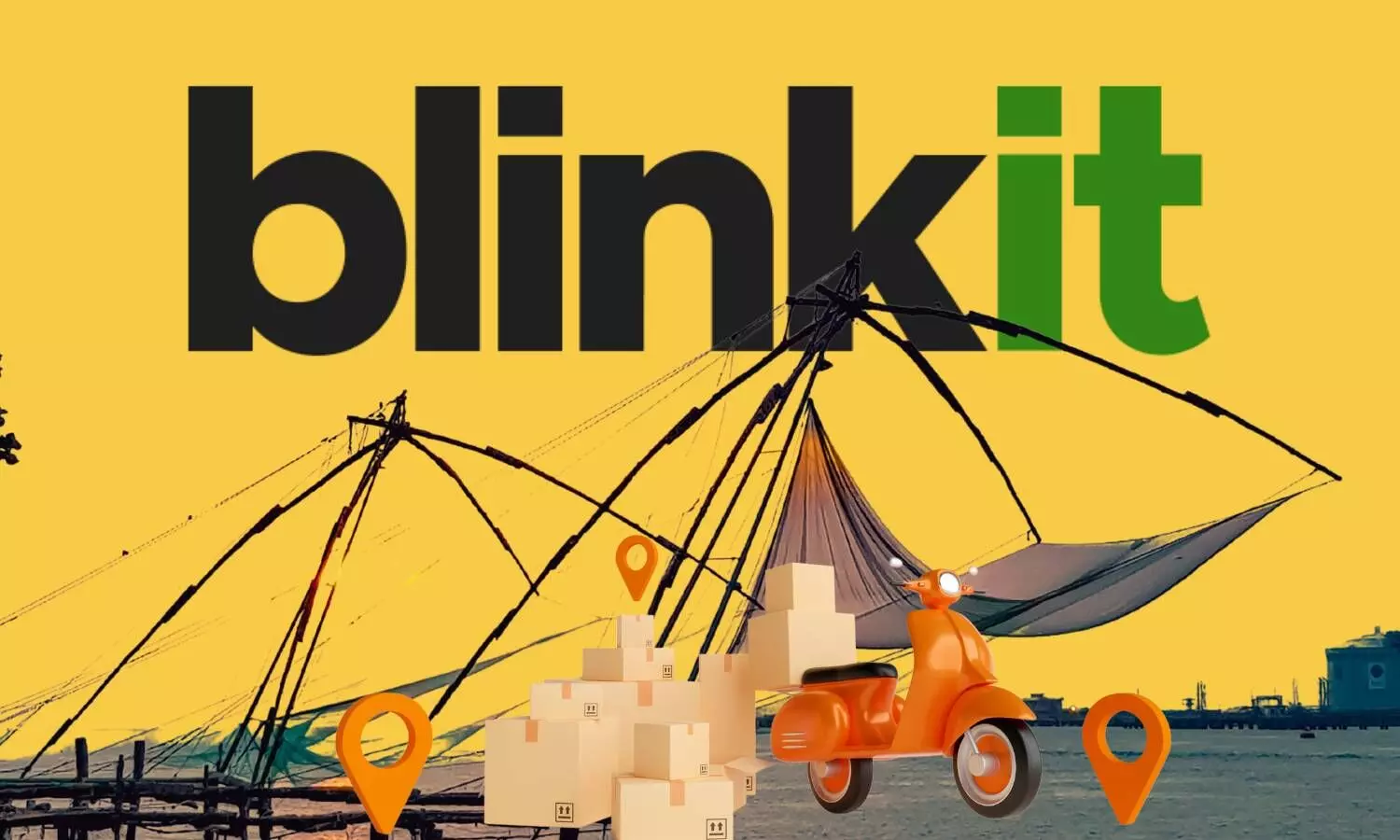 blinkit logo background fishing net