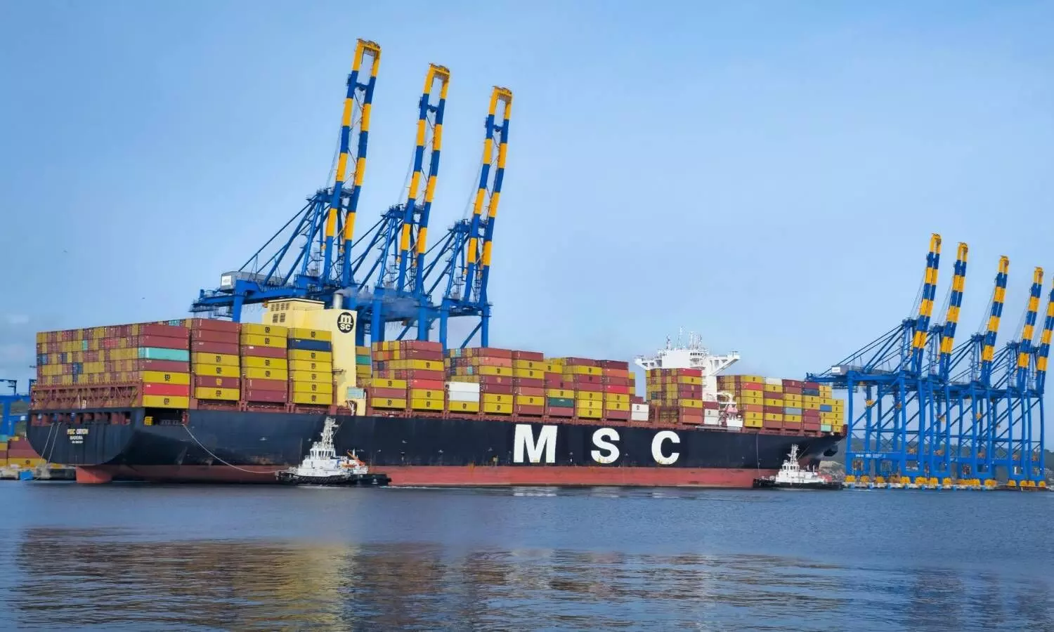 msc ship docked at vizhinjam port