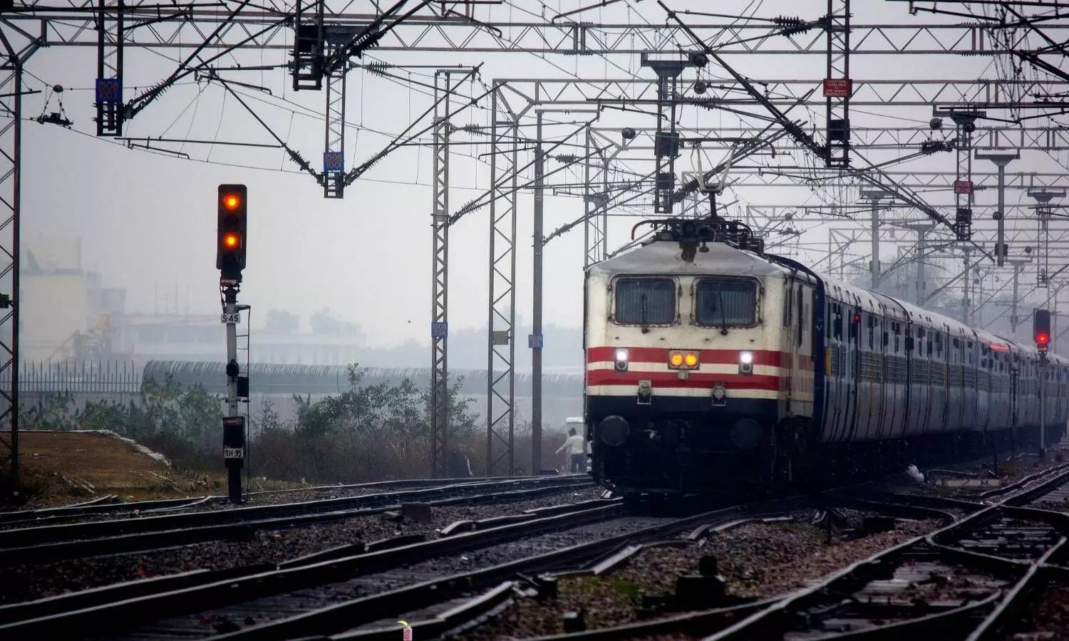 Indian railway train on a track