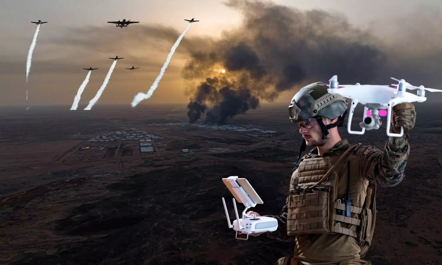 drone attack, war field