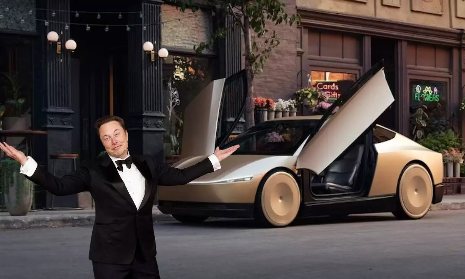 elon musk with cyber cab