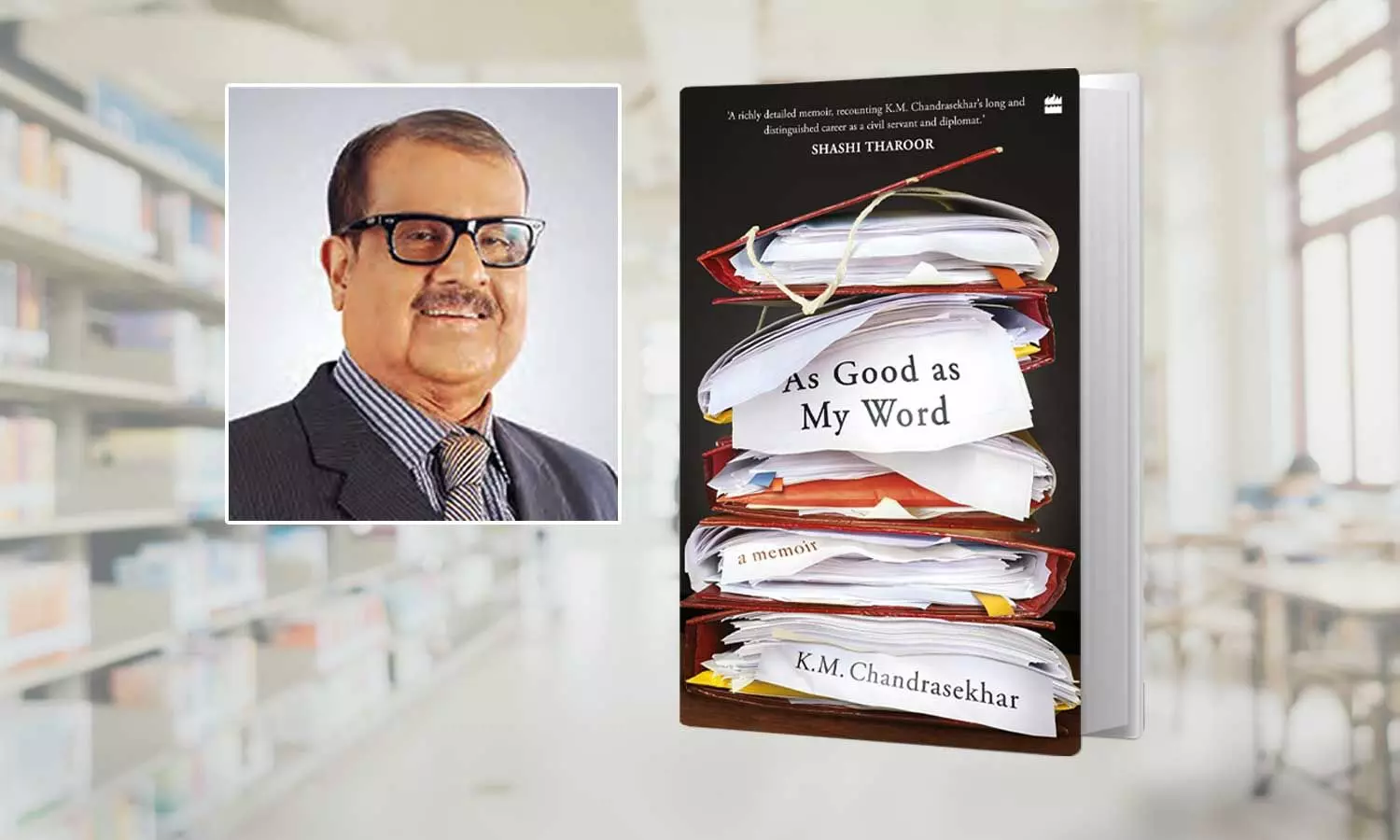 k m chandrashekhara with his new book