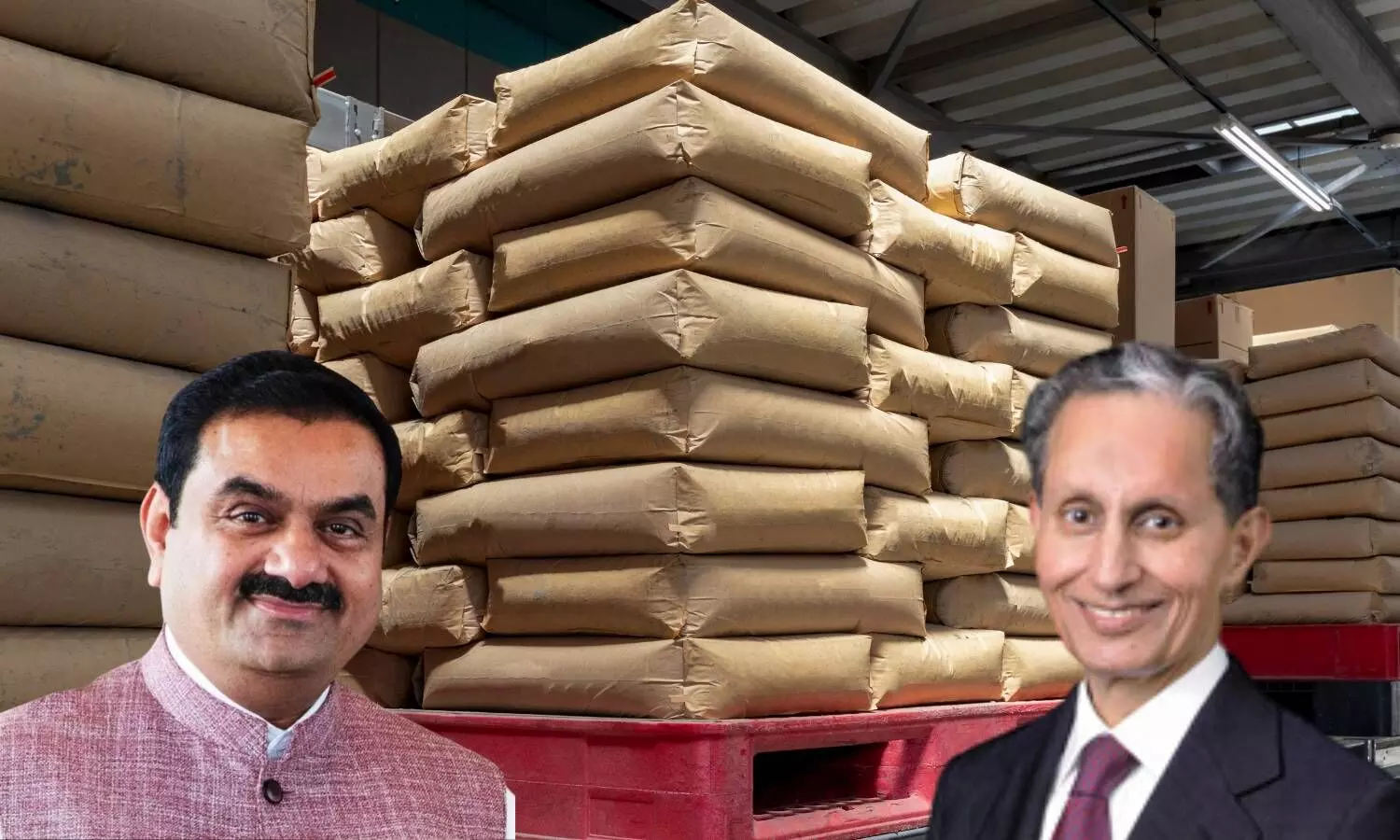 goutham adani and ck birla background sack of cements