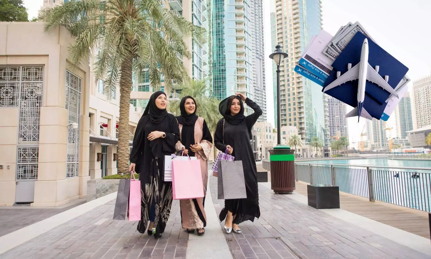 three women walking on the streets of Dubai