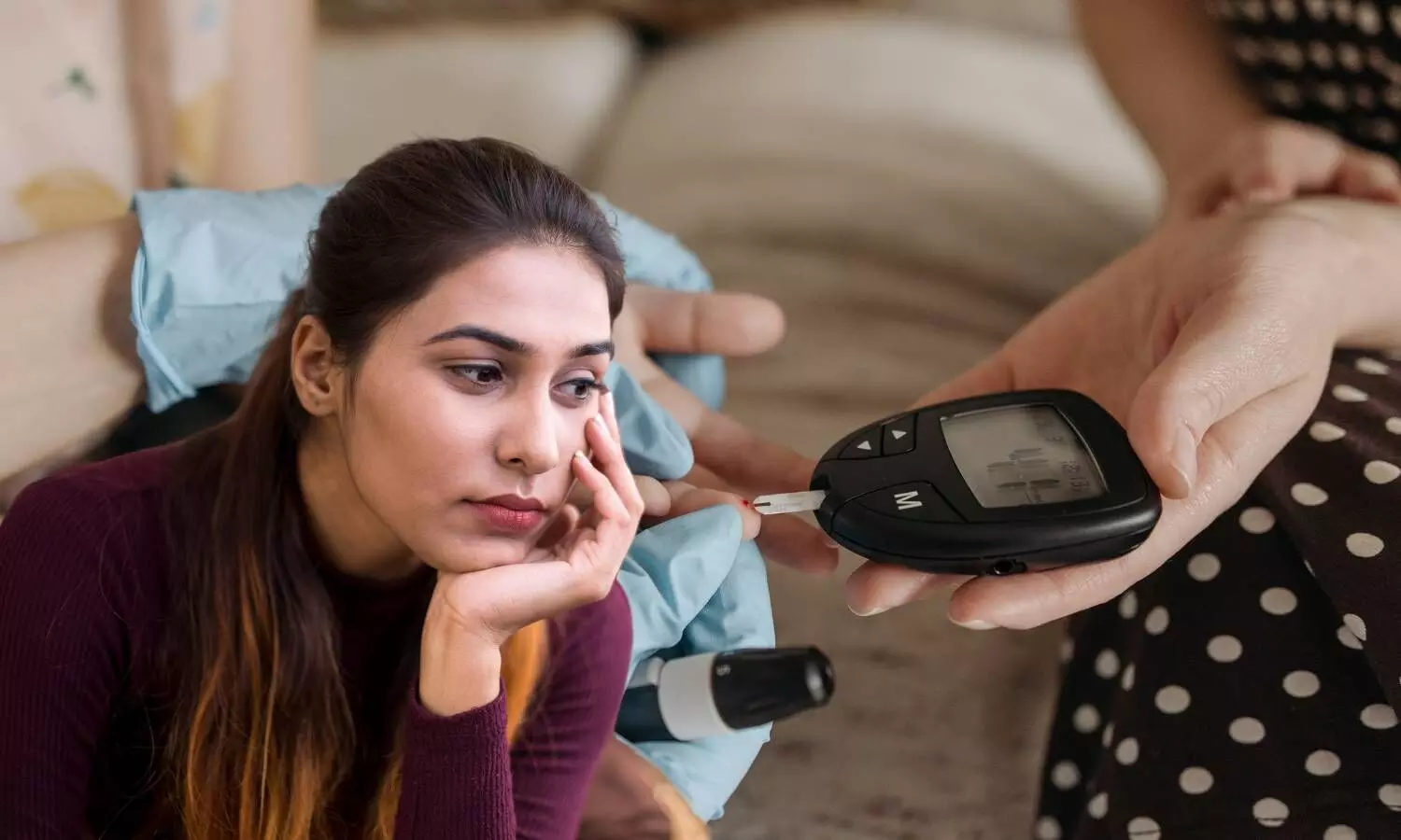 diabetes test a woman looking very sad