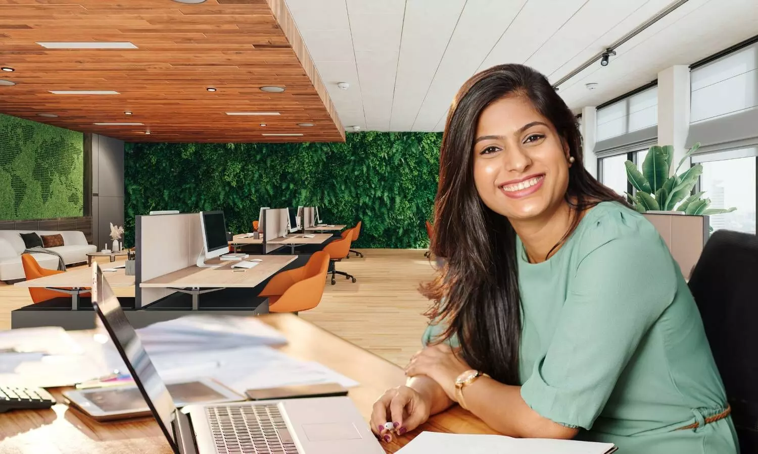 a women working in a office setup